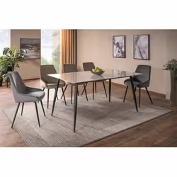 Stół RION 160x90 - biały marmur/czarny