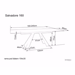 Stół rozkładany SALVADORE CERAMIC SAHARA NOIR 160/240x90 - czarny/czarny mat
