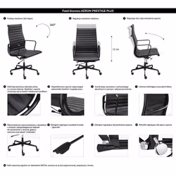 Fotel biurowy AERON PRESTIGE PLUS skóra naturalna - czarny