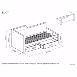 Łóżko z szufladami ELIOT Velvet 120x200 - ciemny beżowy