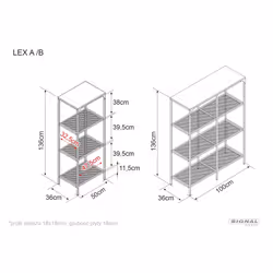 Regał LEX A - dąb/czarny