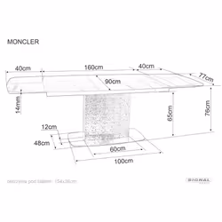 Stół rozkładany MONCLER CERAMIC VERDE ALPI (160-240)X90 - morski-czarny mat/ stal nierdzewna