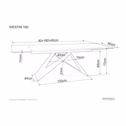 Stół rozkładany WESTIN CERAMIC Ossido Bruno 160/240x90 - brązowy/czarny mat