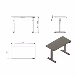 Biurko regulowane FIGHTER SINGLE DESK 140x70 - orzech/czarny