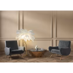 Lampa podłogowa TIFFANY 175 - biały/mosiądz