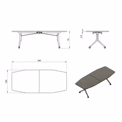 Stół składany na kółkach CARL TABLE 240x100 - antracyt/czarny