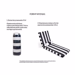 Materac ogrodowy AZURE z poduszką - biały/czarny
