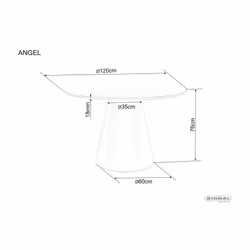 Stół okrągły ANGEL 120 cm - dąb/kaszmir