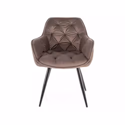 Krzesło welurowe pikowane CHERRY Velvet - cappuccino