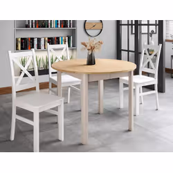 Stół okrągły rozkładany DANTE 102/144x102 - dąb cremona torro/kaszmir