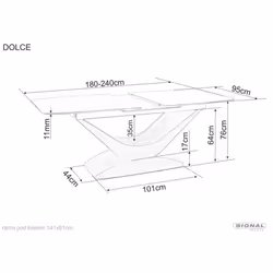 Stół rozkładany DOLCE CERAMIC 180/240x95 - biały mat/dąb