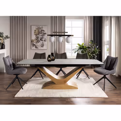 Stół rozkładany DOLCE CERAMIC 180/240x95 - biały mat/dąb