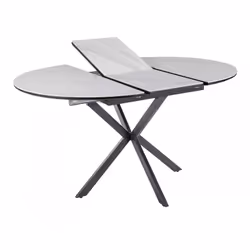 Stół okrągły rozkładany GASTON CERAMIC 100/135x100 - biały/czarny