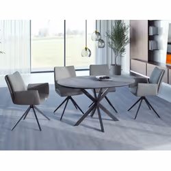Stół okrągły rozkładany GASTON CERAMIC 100/135x100 - szary/czarny