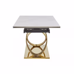 Stół rozkładany HERMES II 160/240x90 - biały połysk/złoty