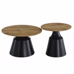Zestaw stolików kawowych ITAKA - dąb artisan/czarny