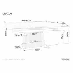 Stół rozkładany MONACO 160/200x90 - beżowy mat/dąb