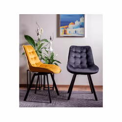 Krzesło pikowane tapicerowane MONTI Velvet - curry Bluvel 68