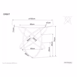 Stół okrągły ORBIT 100 cm - transparentny/złoty
