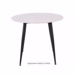 Stół okrągły RION 90 cm - biały połysk/czarny mat