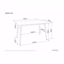 Stół RION 130x70 - szary połysk/czarny mat