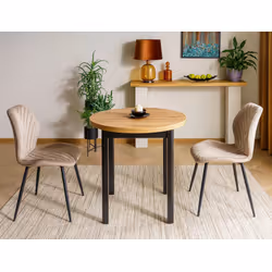 Stół okrągły ADAM 80 cm - dąb artisan/czarny mat