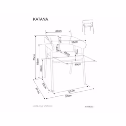 Krzesło tapicerowane z podłokietnikami KATANA - szary/czarny