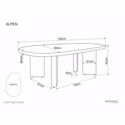 Ława ALPEN 130x80 - ecru / dąb