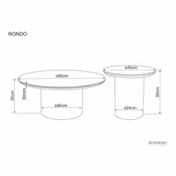 Ława RONDO 80 cm - biały pandoro/orzech