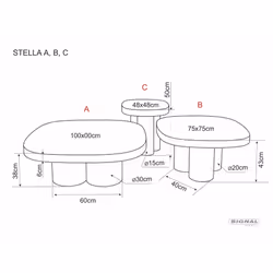 Ława STELLA C 48x48 - biały połysk/miedziany