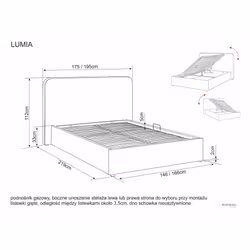 Łóżko z pojemnikiem LUMIA Raven 160x200 - beżowy Raven 24