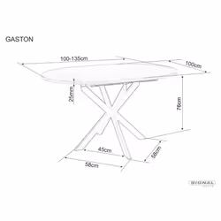 Stół okrągły rozkładany GASTON CERAMIC 100/135x100 - beż połysk/kaszmir