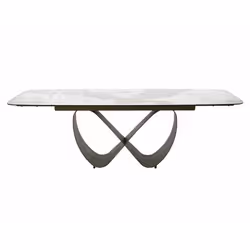 Stół rozkładany INFINITY CERAMIC 160/240x95 - biały połysk/miedziany