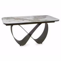 Stół rozkładany INFINITY CERAMIC 160/240x95 - biały połysk/miedziany