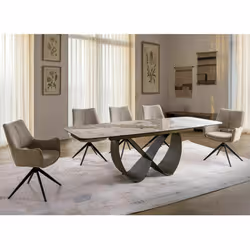 Stół rozkładany INFINITY CERAMIC 160/240x95 - biały połysk/miedziany
