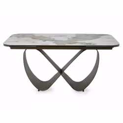 Stół rozkładany INFINITY CERAMIC 160/240x95 - biały połysk/miedziany