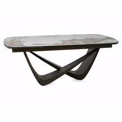 Stół rozkładany MARANELLO CERAMIC 200/290x98 - biały połysk/miedziany