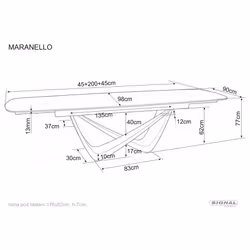 Stół rozkładany MARANELLO CERAMIC 200/290x98 - biały połysk/miedziany