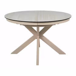 Stół okrągły rozkładany PORTO CERAMIC 120/160x120 - beż mat/kaszmir
