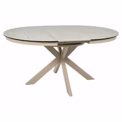 Stół okrągły rozkładany PORTO CERAMIC 120/160x120 - beż mat/kaszmir