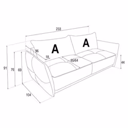 PROMOCJA - Sofa 3-osobowa LETO - tkanina Vibe