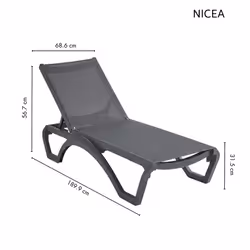 Leżak ogrodowy NICEA - czarny