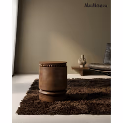 Stolik drewniany okrągły MOKA 35 cm - brązowy