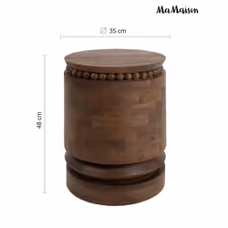 Stolik drewniany okrągły MOKA 35 cm - brązowy