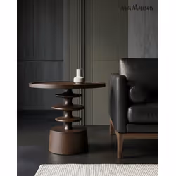Stolik drewniany okrągły BRERA 60 cm - brązowy