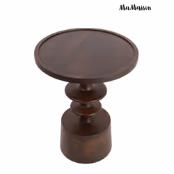 Stolik drewniany okrągły BRERA 46 cm - brązowy