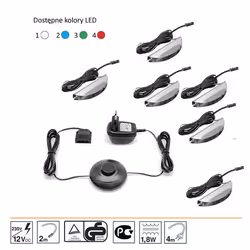 Oświetlenie LED 6 punktowe niebieskie, High Glossy Furniture
