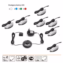 Oświetlenie 7 LED zielone High Glossy Furniture