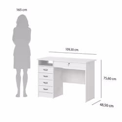 Biurko FUNCTION 4D1S 5 szuflad - biały mat