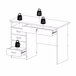Biurko FUNCTION 4D1S 5 szuflad - biały mat